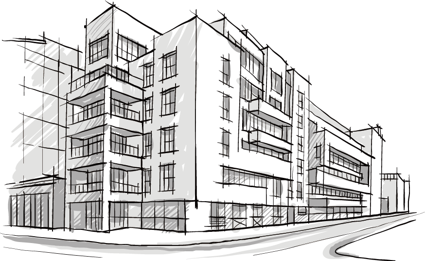 Architectural sketch of a residential building